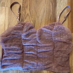 Haute Monde Mauve Polka Dot Crop Top